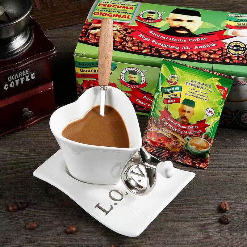 Tongkat Ali Men's Long-lasting Energy Coffee Malaysia Natural Men's Instant Old Man's Head Herbal Coffee 1 Pack Trial Pack