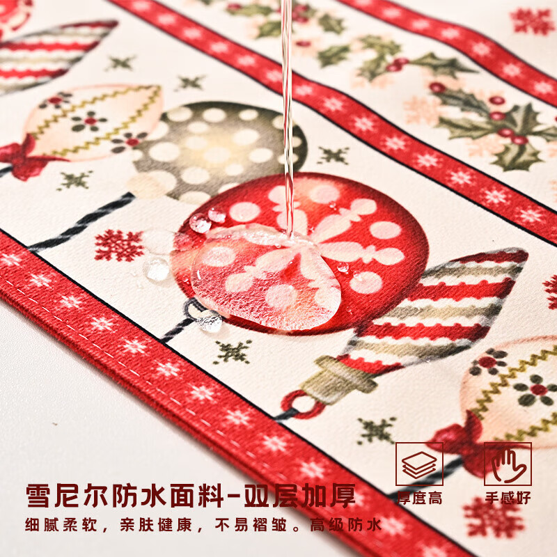 Lujie Christmas theme table runner light luxury atmosphere tablecloth long tea flag tablecloth sideboard TV cabinet cover Christmas Bohemian 30*390cm (table runner)