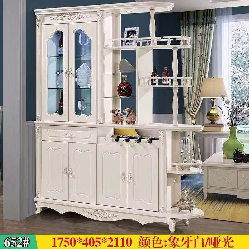 Xi Changfu living room partition cabinet entry entrance cabinet wine cabinet foyer screen double-sided decoration light luxury high-end style multi-functional shoe cabinet H8620 1.5 meters long ivory white door-to-door installation