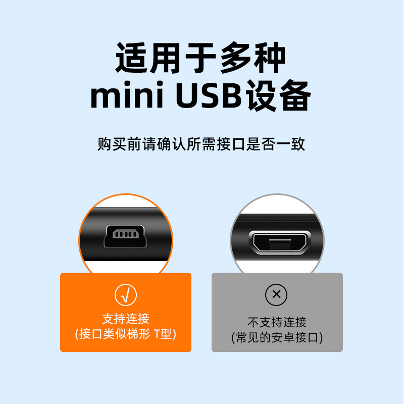 Shanze USB2.0 to Mini USB data cable 0.5m T-port charging cable suitable for tablet mobile hard disk driving recorder digital camera UBR05