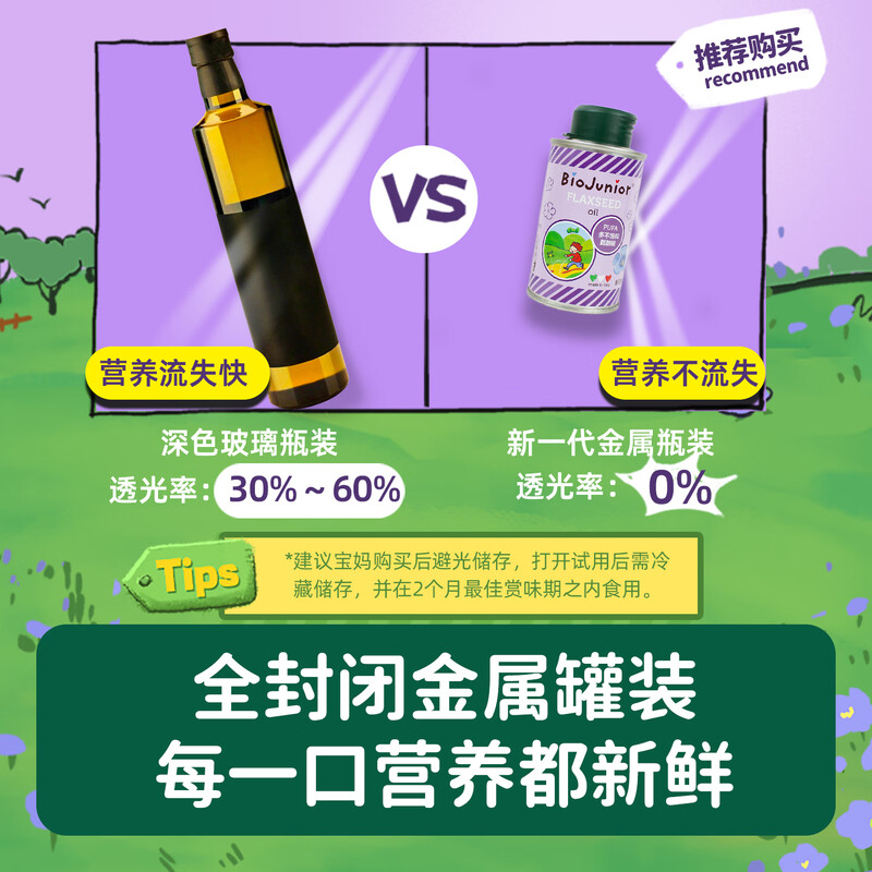 Biochi walnut oil flaxseed oil imported from Italy baby food supplement cold-pressed meal oil children's nutrition imported flaxseed oil 150mL