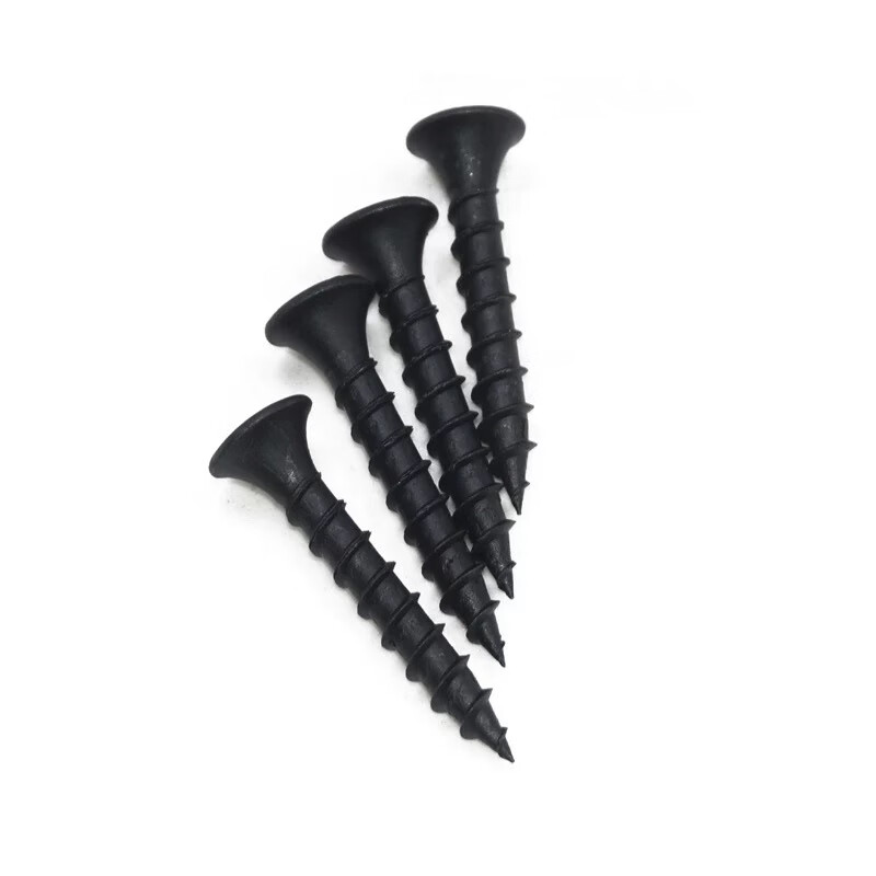 Renjuyi black coarse tooth self-tapping screws with black countersunk head fast tooth self-tapping national standard flat head furniture wood screws dry wall nails 4.2 black coarse teeth 4.2*16 50 catties each