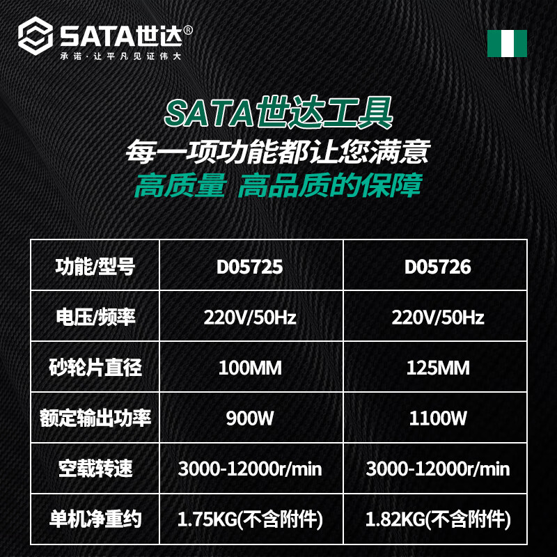 Shida SATA angle grinder adjustable speed cutting machine household hand grinding wheel high-power polishing machine grinding machine D05725 basic