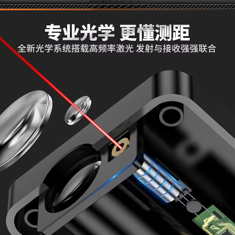 GERTHRON German laser range finder high-precision handheld infrared measuring ruler distance measuring instrument measuring room artifact electronic ruler lithium battery 80 meters Black Warrior