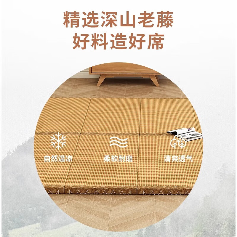 Visibility customized tatami mat Japanese-style household folding floor mat summer coconut palm plus hard floor special lunch break sleeping mat 150cm*200cm/5cm thick (4 folds)
