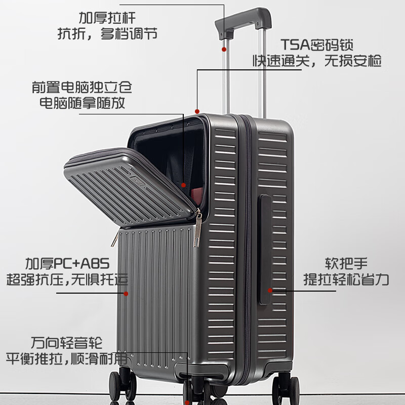 World Geographic Front Opening Luggage Men's and Women's Universal Wheel Travel Code Trolley Case Boarding 20 Inch Sky Blue