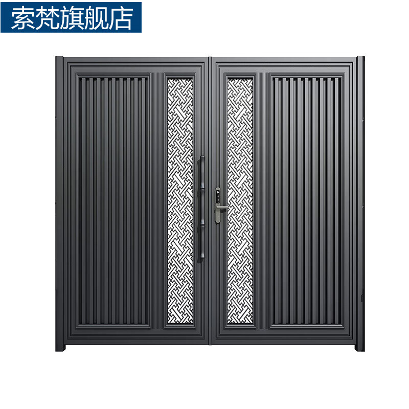 Suofan Aluminum Art Villa Courtyard Gate Aluminum Alloy Wall Garden Door Rural Self-Built House Yard Electric Double Opening Sliding Door 3.0 Aluminum Art Double Door