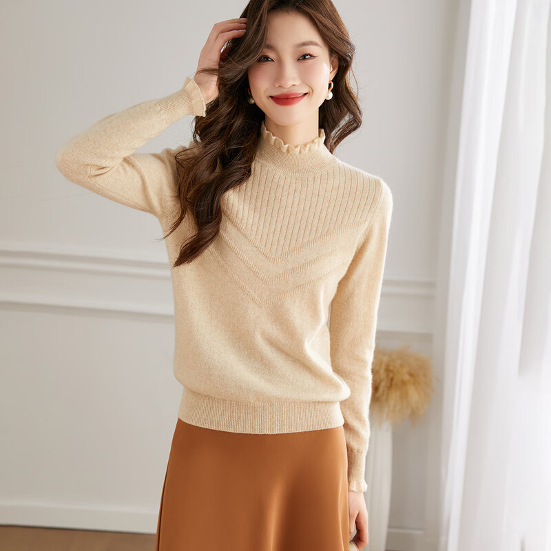Shexi (Srcr) pure cashmere sweater for women 100 cashmere base layer autumn and winter short half turtleneck soft and comfortable knitted sweater