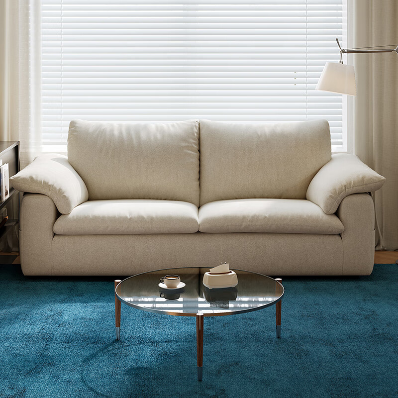 Quanyou Home Modern Simple Small Apartment Fabric Sofa Living Room Home Straight-row Chenille Removable and Washable Bedroom Sofa