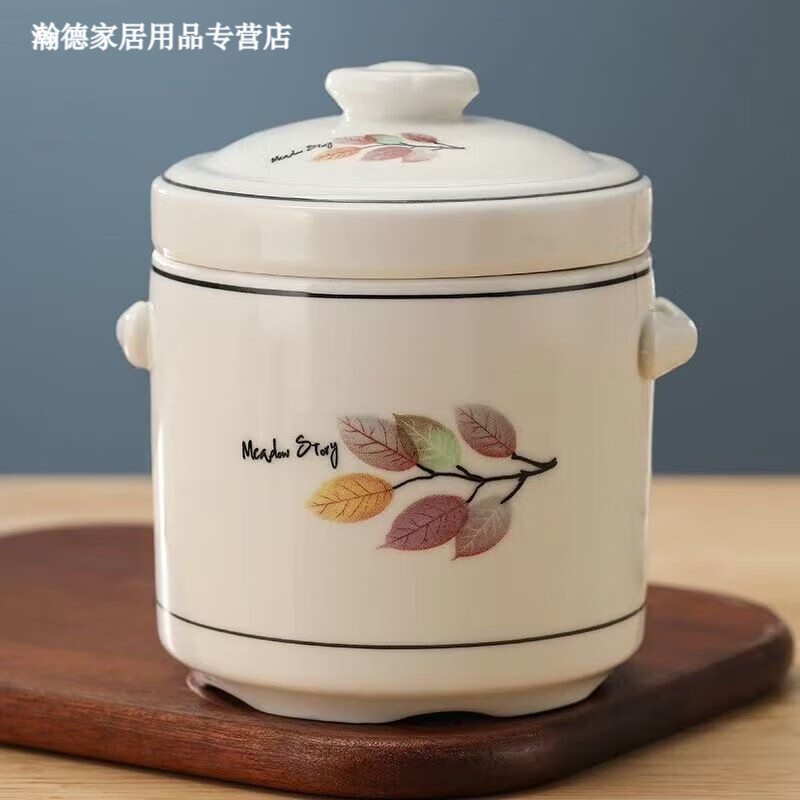 Jingle food-grade stew pot, old-fashioned family-sized steam soup pot, stew pot, ceramic double ears and double lid, household soup and ginseng cup, Jiahefu (600ml for 1 person)