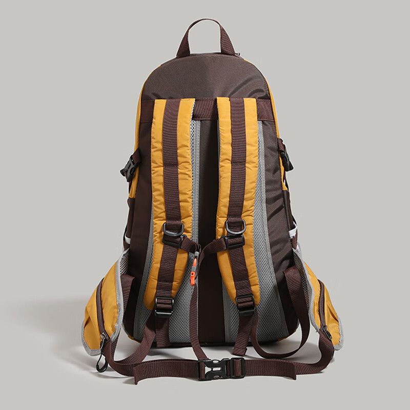 Tourist outdoor hiking mountaineering bag women's lightweight large-capacity ultra-light backpack travel bag travel mountaineering equipment backpack men's tea house yellow