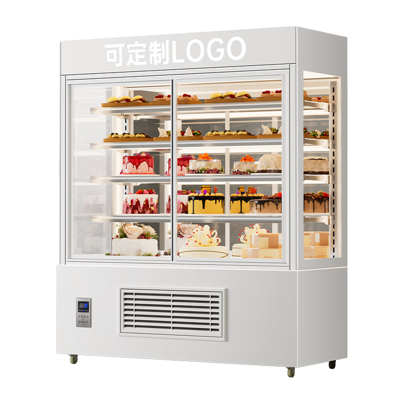 Chuanglai vertical cake refrigerated display cabinet, air-cooled frost-free refrigerator, baking coffee, milk tea, bakery, pastry, dessert, mousse, low-temperature milk beverage, front opening, heightening, fresh-keeping freezer, classic model, Secop unit, tempered glass 1500*700*1800mm