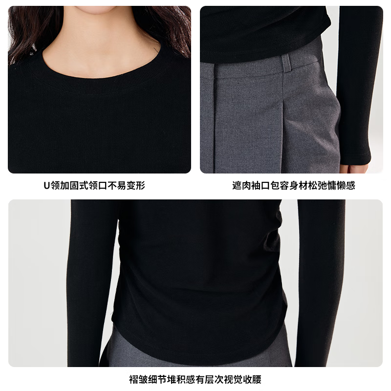 Catman long-sleeved T-shirt women's round neck knitted bottoming shirt 25 years new spring and autumn inner wear outer slimming top