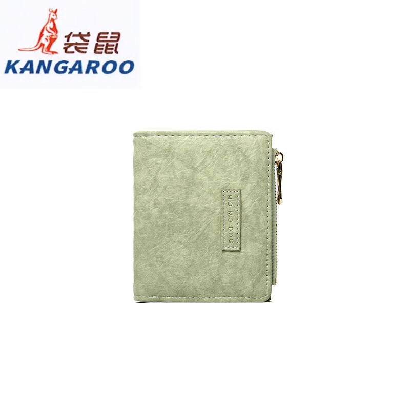 Kangaroo (KANGAROO) genuine leather wallet for women summer 2025 new clutch bag multifunctional large capacity short simple wallet for women green