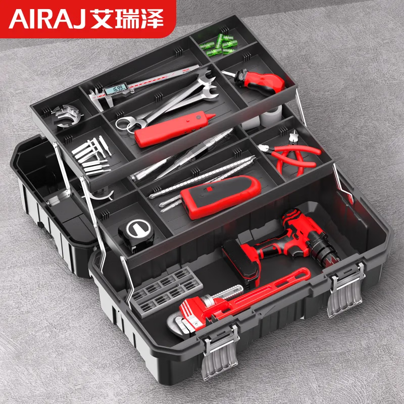 Arrizo Portable Electrician's Tool Box Multi-function Vehicle Mounted Multi-layer Home Repair Hardware Storage Box Flagship Model 22-inch Three-layer Folding Tool Box