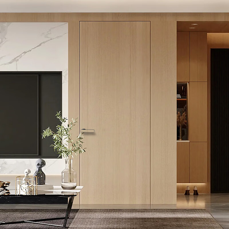 Customized invisible door, frameless narrow edge, minimalist aluminum wooden door, flat opening door, interior door, paint door, bedroom secret door, hidden frame door/paint-free decorative panel