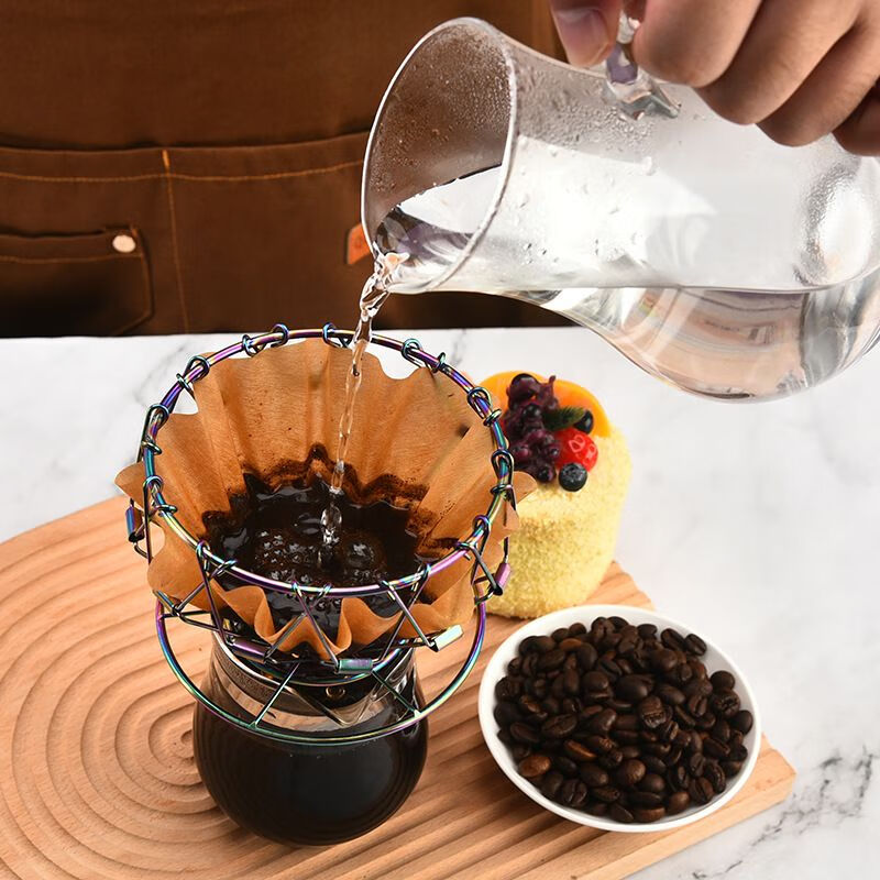 304 stainless steel coffee stand coffee filter hand brewed coffee drip stand Nordic outdoor folding portable filter cup silver