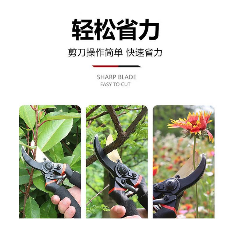 JCZS German fine craftsmanship garden scissors, special scissors for branch cutting, pruning shears, fruit tree shears, gardening scissors for household use, Black King Kong, 6th generation imported SK5 steel finely ground blade, rubber handle