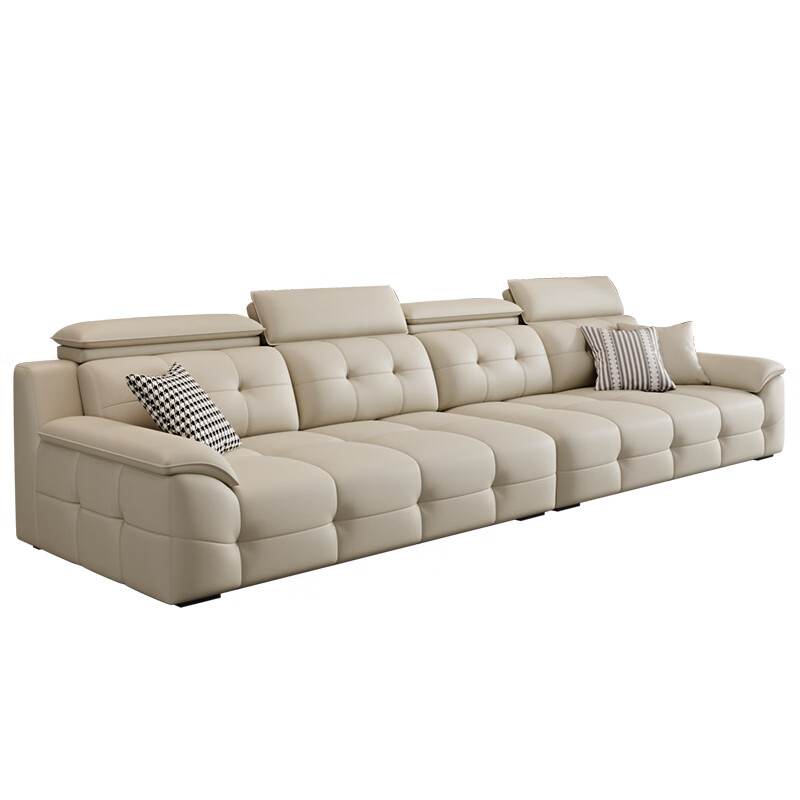 Suizhi leather sofa government subsidy Italian minimalist style straight home sofa living room 2025 new leather art sofa small four-seater 2.8m straight with same style footrest upgraded contact surface thickened leather + imported washed latex cushions