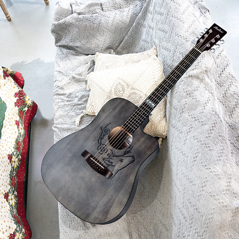 ANDREW folk guitar veneer beginner's single-board guitar beginner's entry-level acoustic guitar instrument 41-inch Qingya White Deer + gift bag for beginners