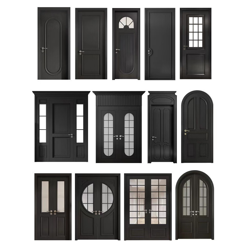 Black retro French pure solid wood paint bedroom set room door American ecological kitchen and bathroom door customization Customized style/material/color consultation customer service