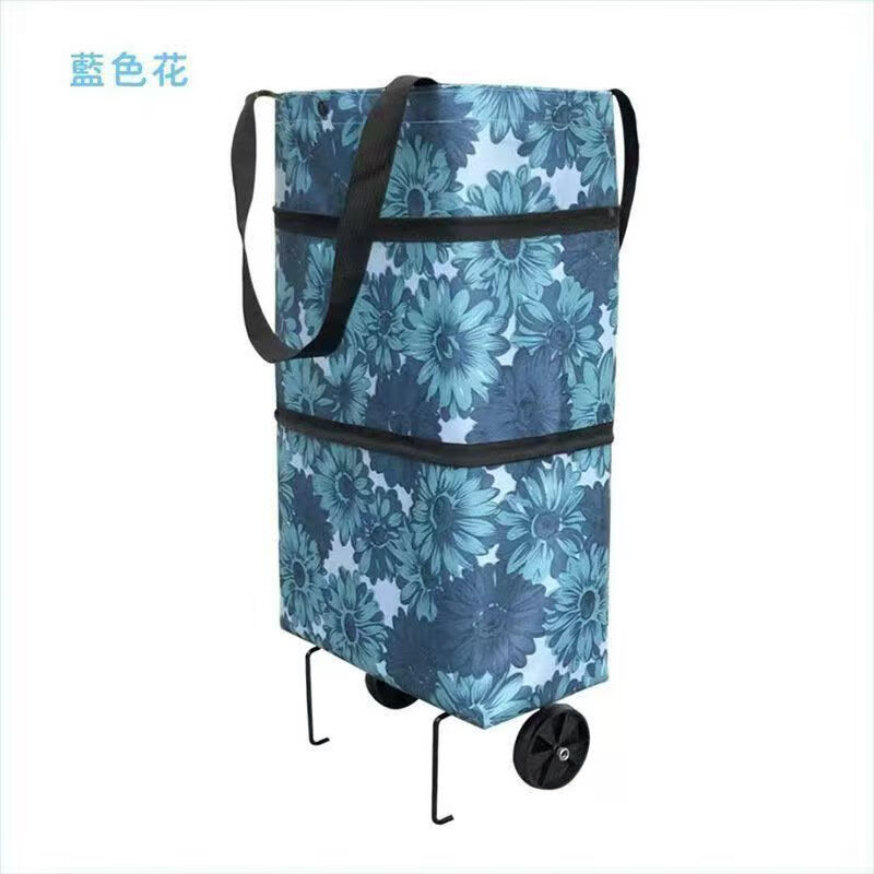 Folding shopping cart supermarket grocery shopping trolley trolley shopping bag portable handbag foldable household wheels Daisy model + 2 wheels + folding storage * 1