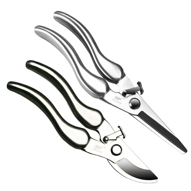 JCZS Japanese brand special scissors for cutting branches, pruning shears, stainless steel gardening flowers, grapes, fruit trees, fruit picking plant shears, silver pruning shears (curved mouth)