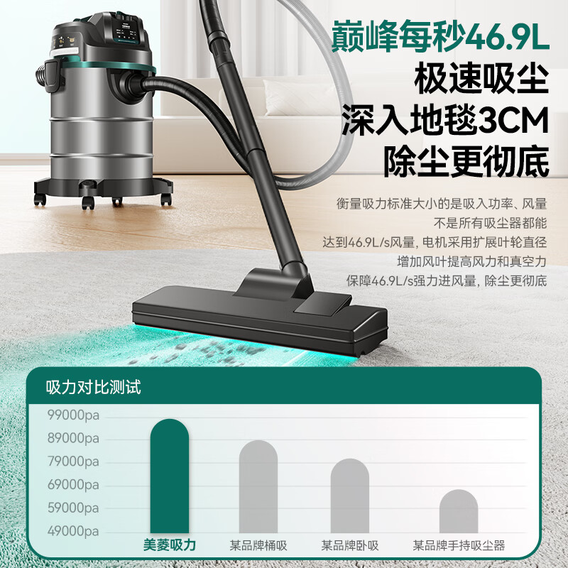 Meiling household vacuum cleaner high-power super suction industrial decoration beauty sewing special hotel office warehouse vehicle commercial carpet land reclamation barrel type suction and mopping integrated vacuum cleaner