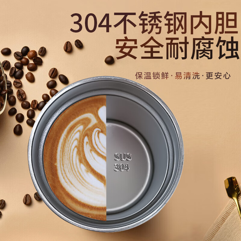 Jingyan Bingba Cup American Coffee Cup 304 Stainless Steel Portable Car Cup Insulated and Locked Cup Straw Water Cup Food Grade Stainless Steel 600ml + Lid + Straw Double-layer Insulation and Cold Keeping | Three Drinks in One Cover | Sealed and Dustproof
