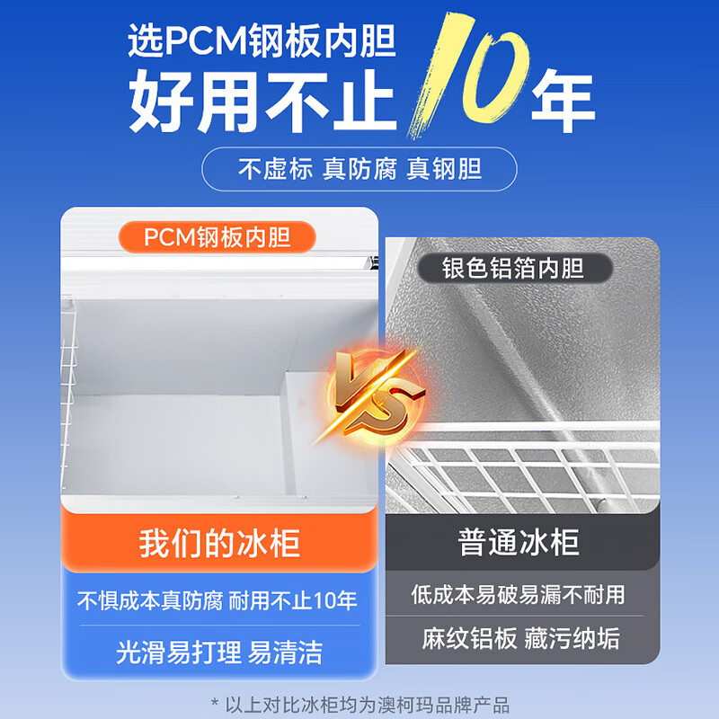 AUCMA Smart Eye Series 230-liter single-temperature air-cooled frost-free small freezer household refrigerator horizontal refrigerator freezer first-level energy efficiency BC/BD-230WSD trade-in