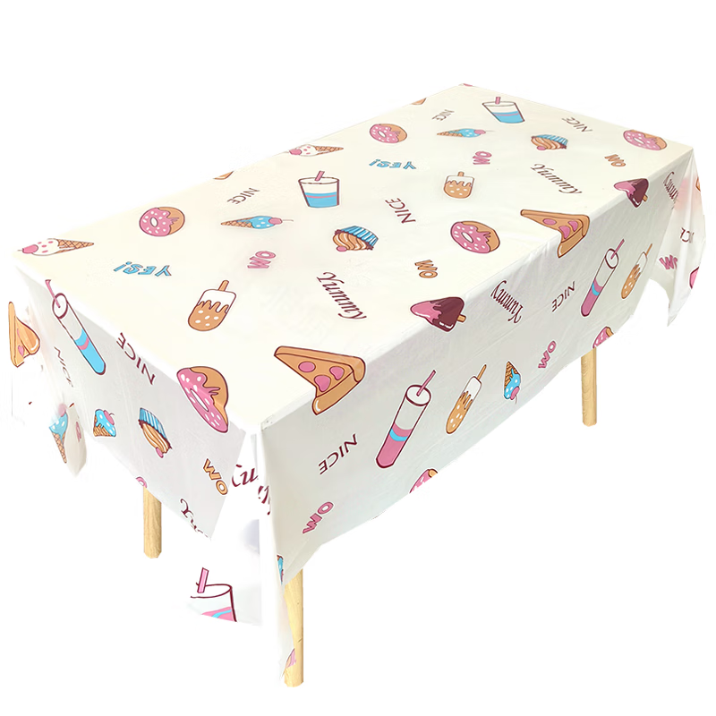 Modou Shenghuo ins cute and sweet style disposable tablecloth kindergarten rectangular table cloth printed plastic waterproof square tablecloth 1.8X1.8 meters purple tulip 10 pieces price