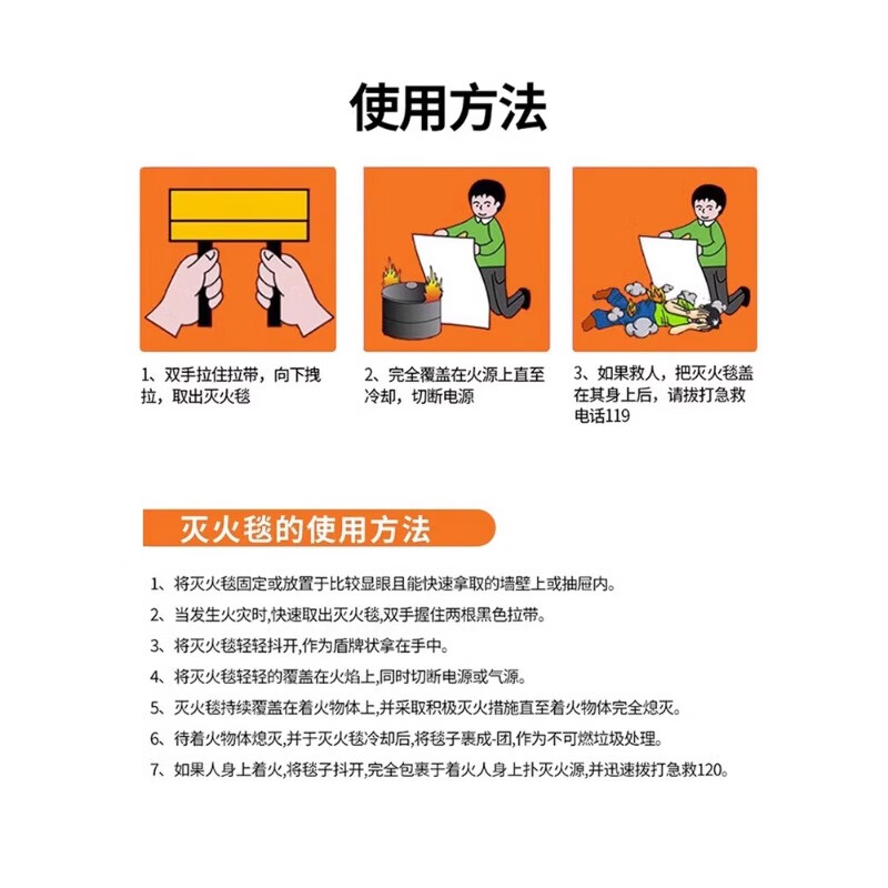 Fire blanket fire-fighting special national standard certified commercial household kitchen flame retardant equipment mask fiberglass mat 2m*2m national standard thickened fire extinguishing_