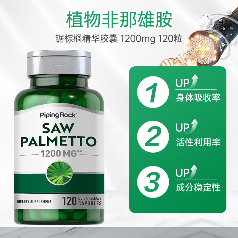 PIPING ROCK saw palmetto extract 120 capsules, frequent urination and urgent urination, healthy pregnancy preparation for men, imported from the United States, two bottles