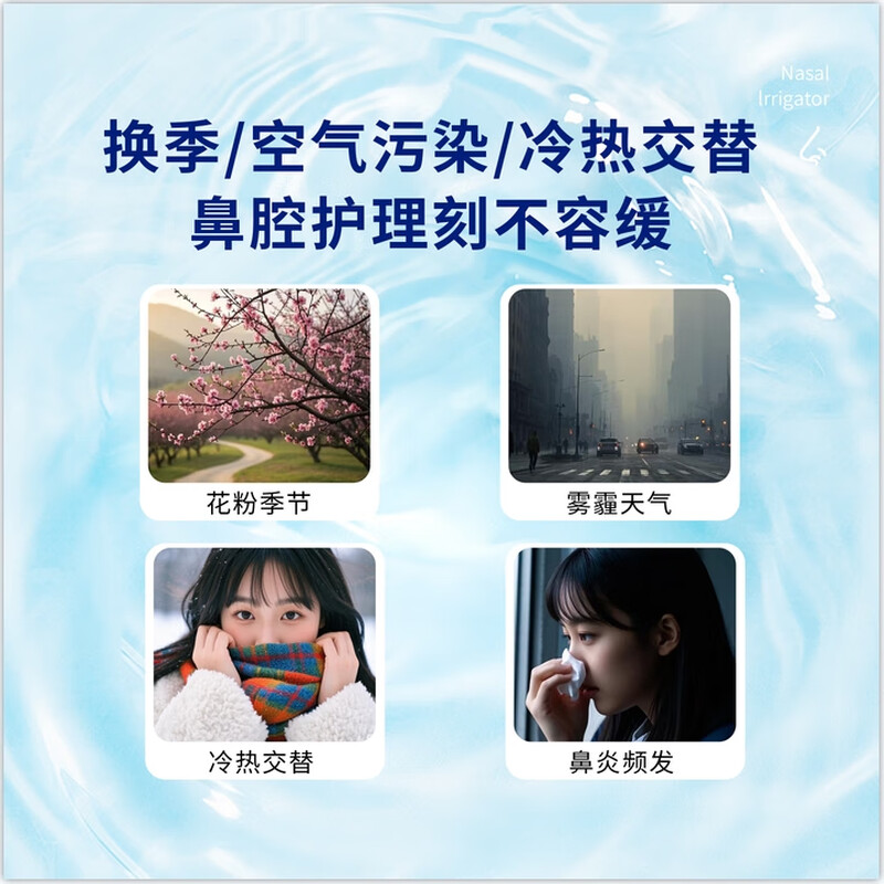 Hainuo Nasal Irrigator for Adults and Children with Rhinitis Nasal Irrigator 200ml Normal Saline Cleansing Neti Pot + 80 Packets of Nasal Washing Salt