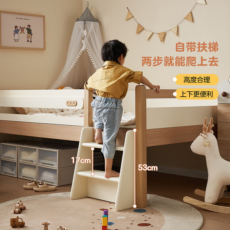 Quanyou Home Furnishing Log style children's high fence half-height bed under the apartment type boy and girl single bed second bedroom student bed