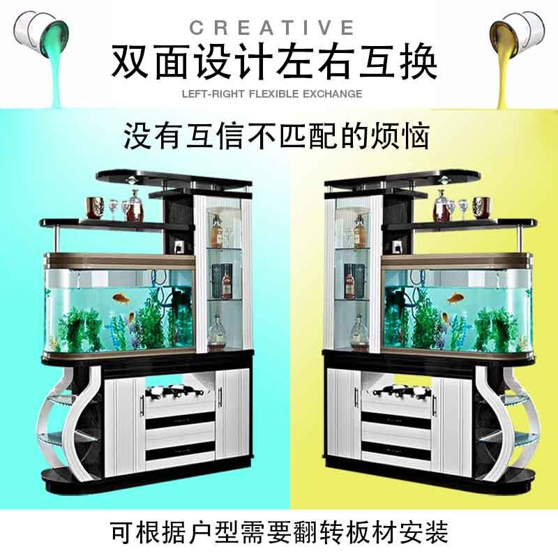 Kongjiang Partition Cabinet Living Room Home Porch Cabinet Modern Simple Multi-Function Home Storage Rack Wine Cabinet Double-sided Fish Tank Screen F Solid Wood Model 1.1 Meter Black and White Matching (Installation Included)