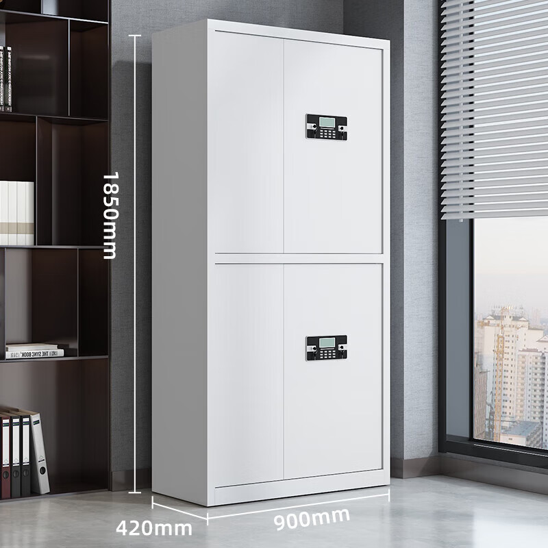 SHENGYI safe cabinet, electronic password cabinet, information filing cabinet, equipment cabinet, steel thickened confidential file cabinet, office iron cabinet, double section-with drawer-electronic password lock 0.8mm