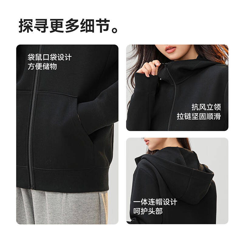 Flying in the Snow Jacket Women's Hooded New Style Wuming Air Cotton Autumn and Winter Zipper Cardigan Sweater Military Green XL 170
