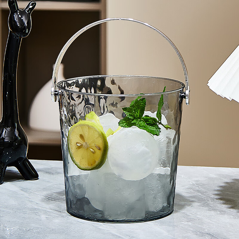 Fanxiang light luxury water ripple thickened transparent ice bucket high-value home commercial ice bucket bar KTV beer bucket ice cubes free ice clip water ripple light luxury ice bucket transparent