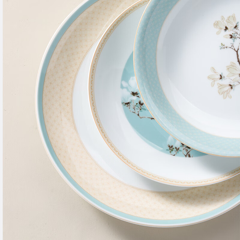 Tao Xichuan CERAMIC ART AVENUE Jingdezhen ceramic Chinese color tableware set Magnolia fragrance national color edible household bowls and plates porcelain housewarming gift Magnolia fragrance 4 people food family version gift box 8 pieces