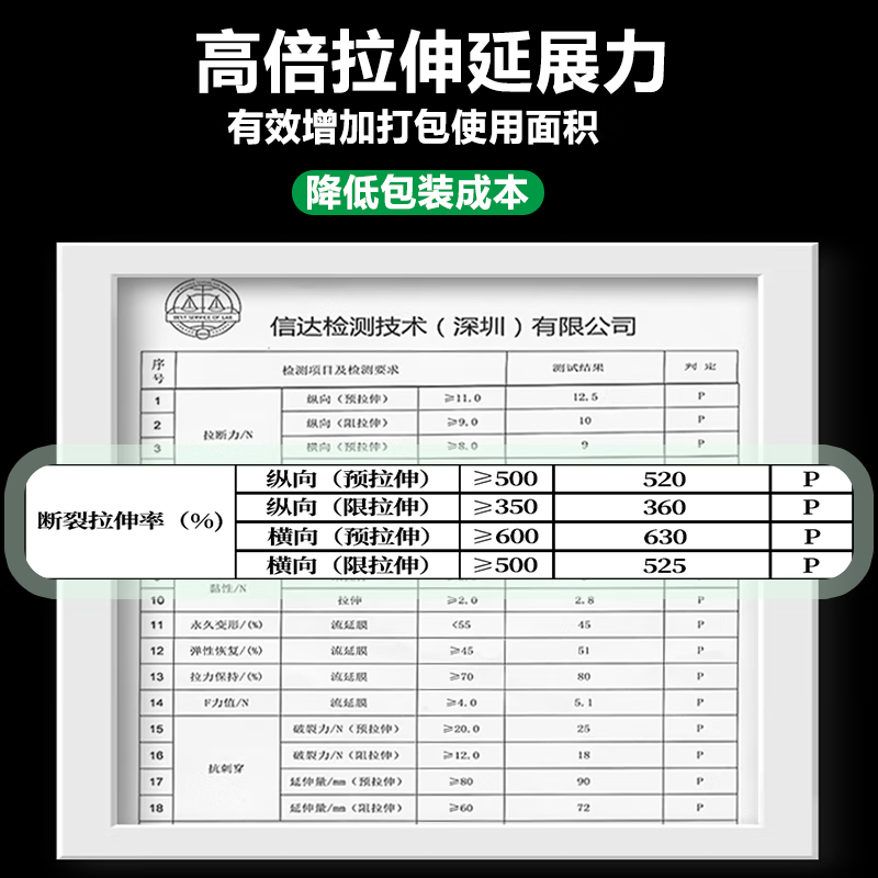 Green orange pe stretch wrapping film, industrial use, width 50cm, length 200m, high-viscosity packaging film, transparent film, large roll box, gross weight 1.5kg/roll, net weight 1.2kg/roll