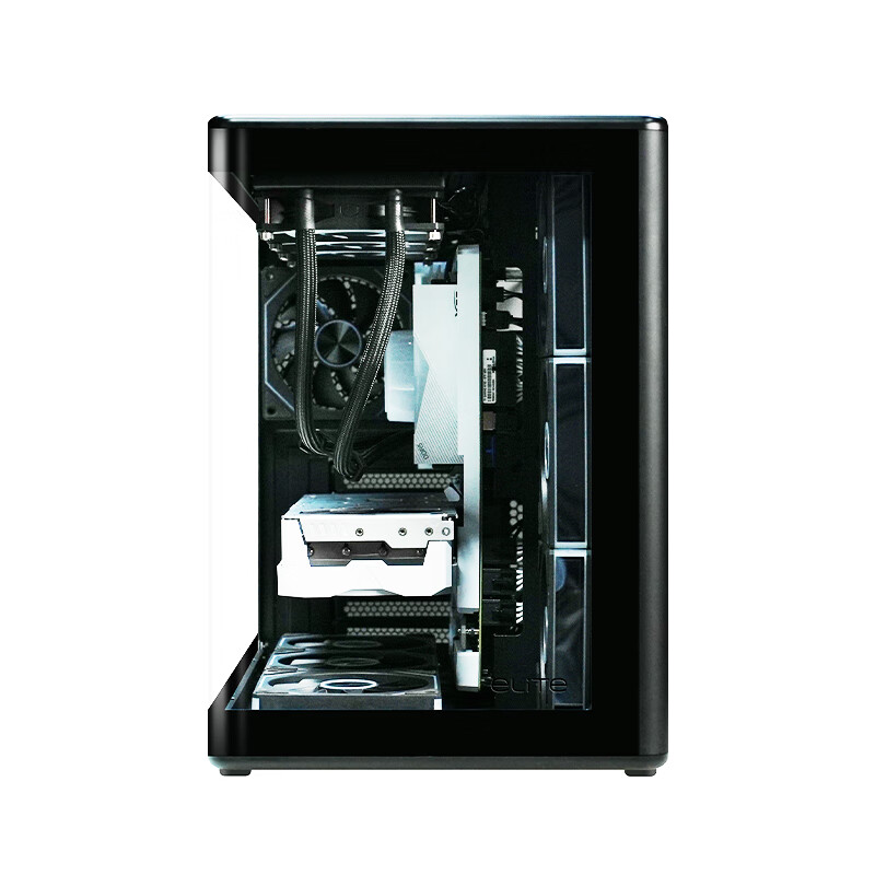 95% new CoolerMaster elite Temple 600 black ATX ocean view case integrated curved glass no columns/supports 360 water cooling/Type-c