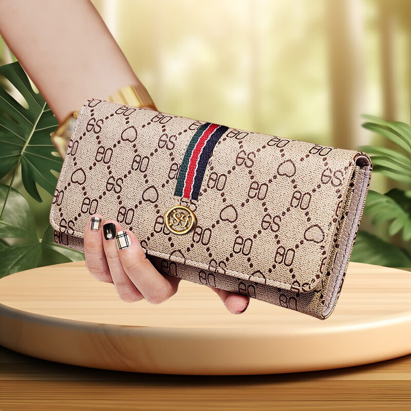 Chongsukei small&ck women's wallet card bag all-in-one bag 2025 new mobile phone bag dual-purpose long wallet women's wallet female gray 10 card slots