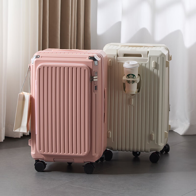 Yantu Luggage Large Capacity Trolley Case Men's and Women's Multifunctional Suitcase Strong and Durable Password Box Side Opening Leather Case Gun Gray (Deep Storage + 5 Wheels + Brakeable) 26-inch MAX (Expandable by 20%)