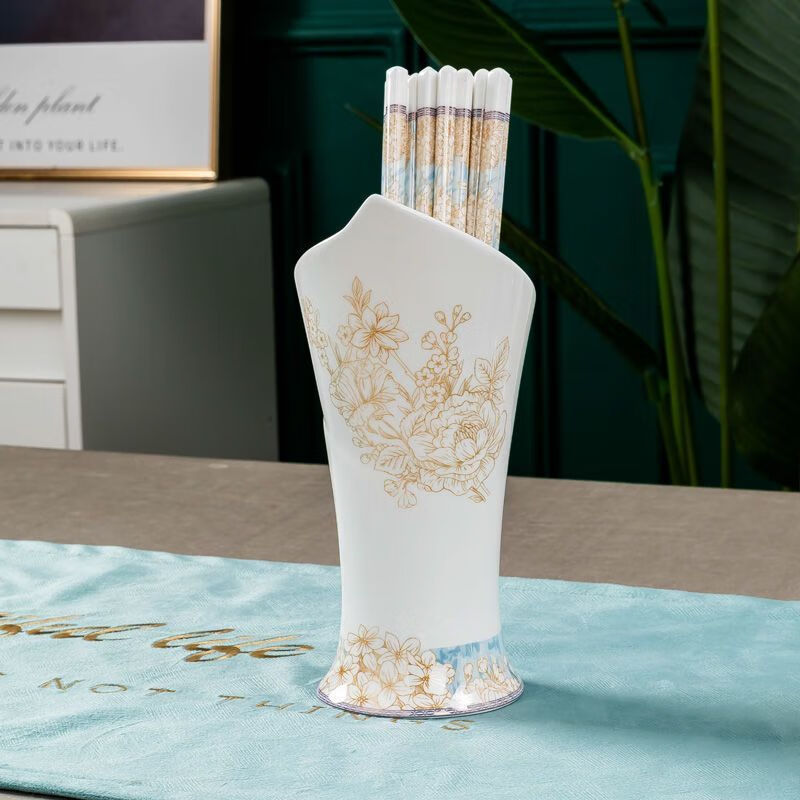 Fanchuang Jingdezhen Ceramic Chopstick Cage Kitchen Storage Rack New High-Looking Drainage Chopstick Container Household Knife and Fork Storage Box Peacock Southeast Flying Chopstick Container 1 No Specifications