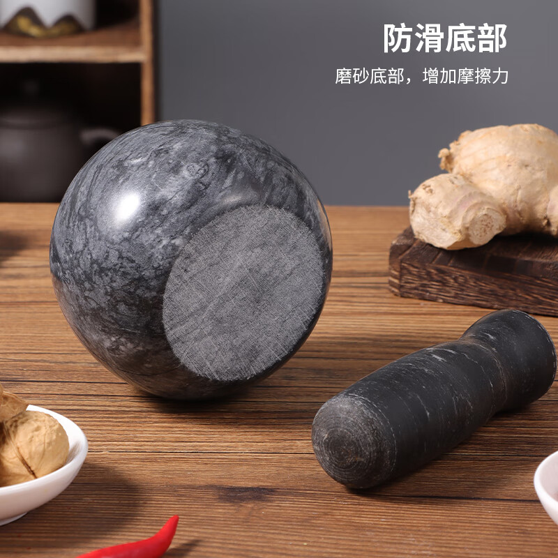 Baijie marble mortar garlic mortar masher garlic masher garlic press garlic jar grinding stone for home use