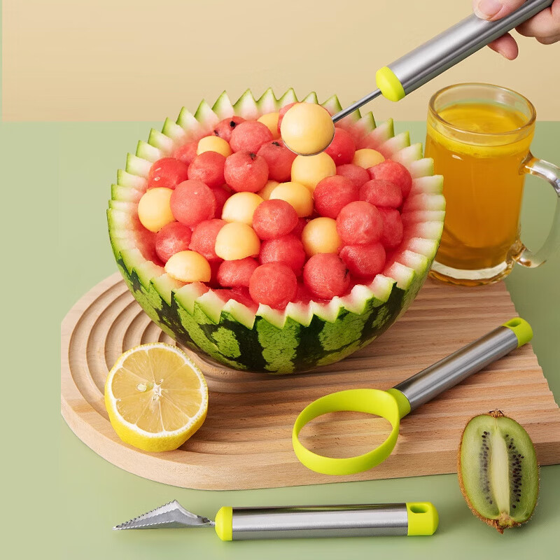 Ye Yu fruit carving knife three-piece set fruit baller multi-functional fruit platter tool stainless steel watermelon ball scoop embossed combination seven-piece set