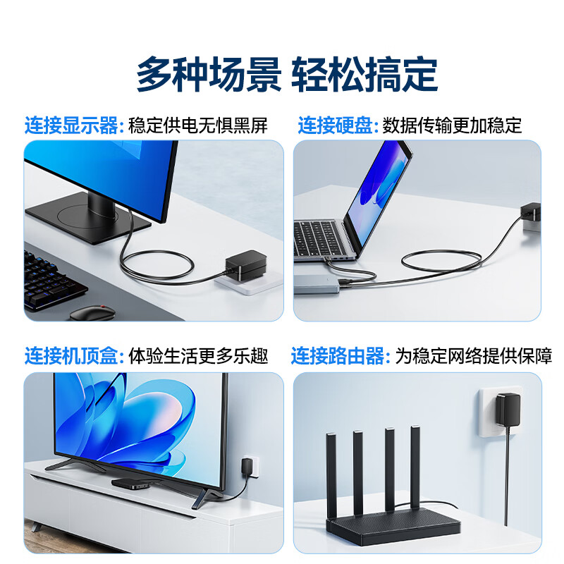 Shanze 12V3A power adapter 1.5 meters monitor hard disk box router optical cat set-top box surveillance camera universal DC round hole 12V2.5A charging cable DQT03