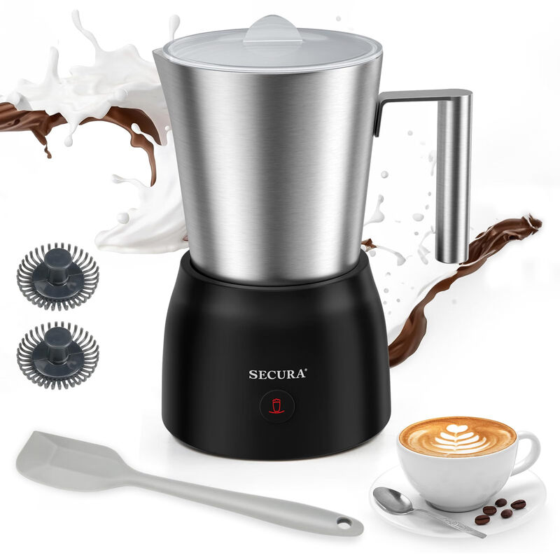 Secura electric milk frother, household stainless steel 3-speed milk frother, hot and cold coffee latte