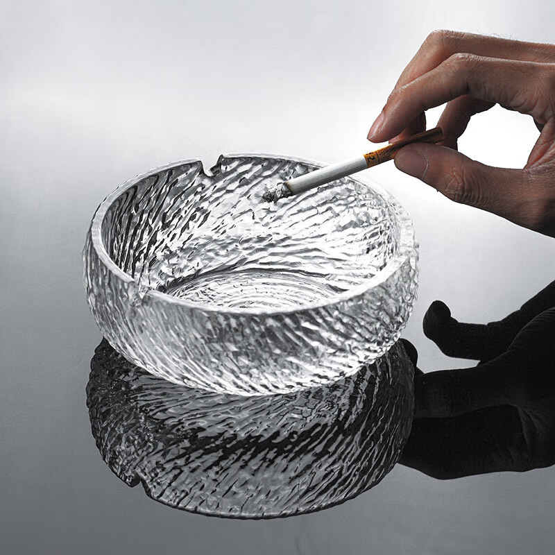 Youjia Liangpin glass ashtray high-end light luxury creative ins high-looking transparent ashtray hotel supplies large size